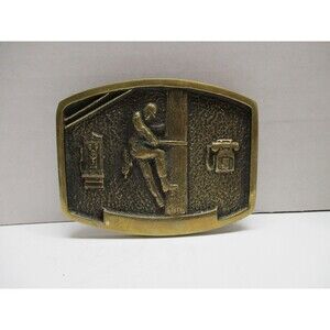Brass BTS Solid Brass Telephone Repair Lineman Belt Buckle Vintage